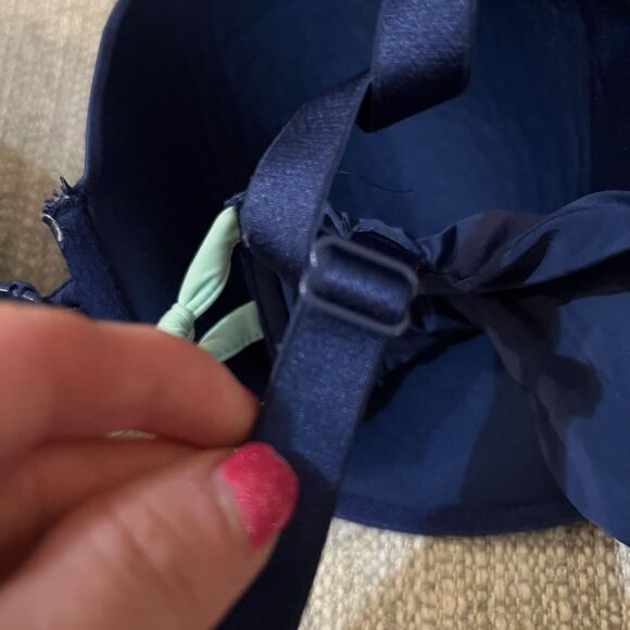 Victoria’s Secret lightly lined Demi navy/seafoam cage bra size 38D - Picture 5 of 8